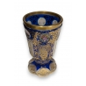 Verre en cristal de bohème bleu, décor peint