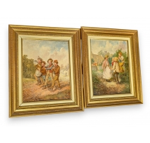 Paire de tableaux "Musiciens fantaisistes"