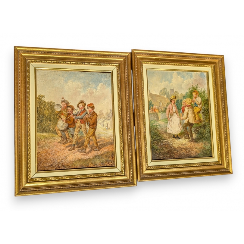Paire de tableaux "Musiciens fantaisistes"