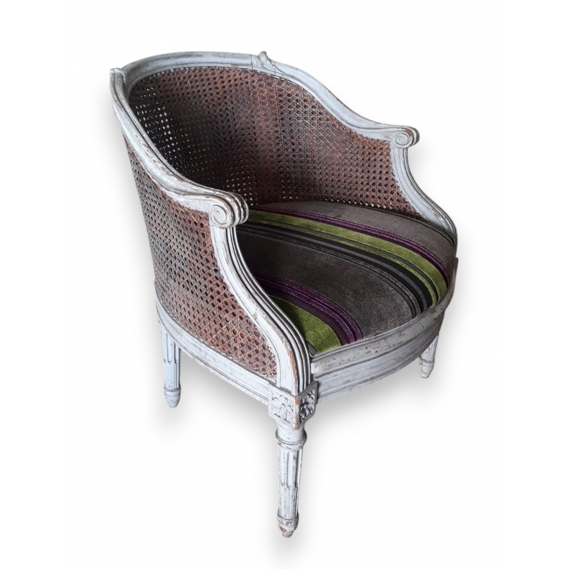 Fauteuil de bureau Louis XVI laqué blanc