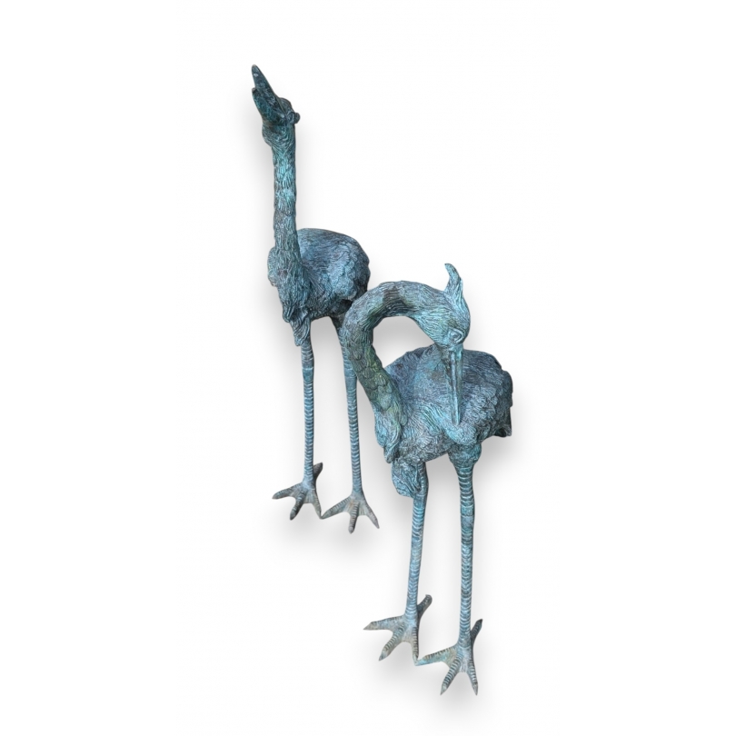 Paire de grues en bronze