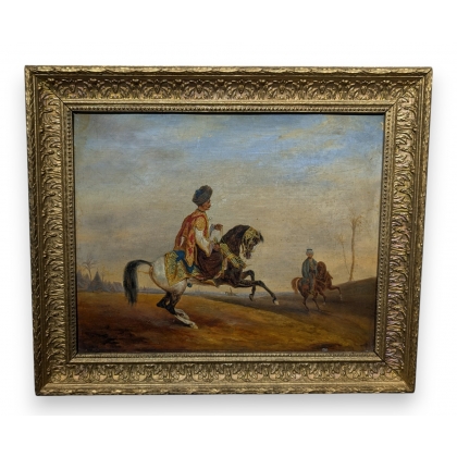 Tableau Orientaliste \"Cavalier\" d\'après FINART