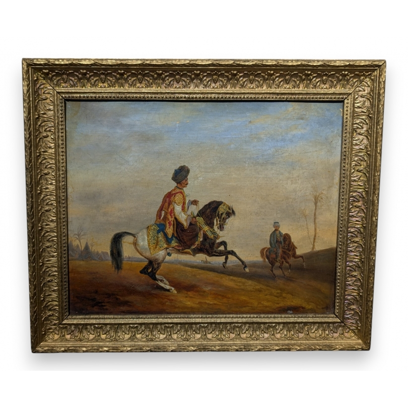 Tableau Orientaliste \"Cavalier\" d\'après FINART
