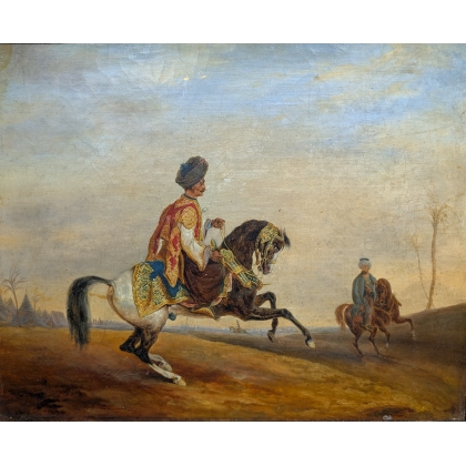 Tableau Orientaliste \"Cavalier\" d\'après FINART