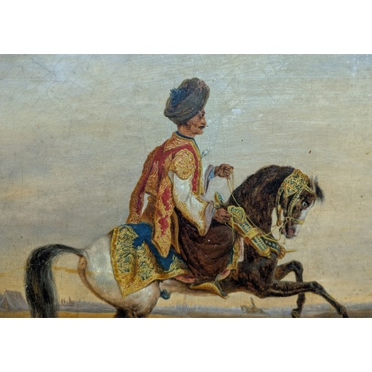 Tableau Orientaliste \"Cavalier\" d\'après FINART