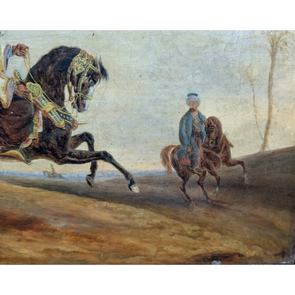 Tableau Orientaliste \"Cavalier\" d\'après FINART
