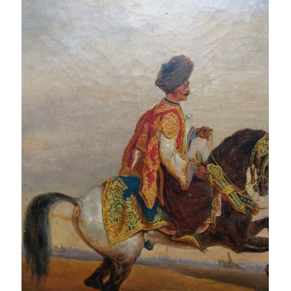 Tableau Orientaliste \"Cavalier\" d\'après FINART