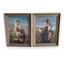Paire de portraits signés SCHREURS