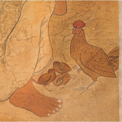Batik \"Mère et enfant\" signé TOYA 1968