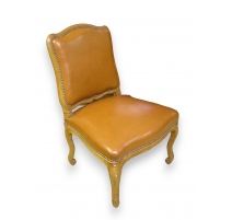 Chaise Régence recouverte de cuir