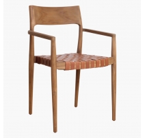 Fauteuil Freya cuir havane