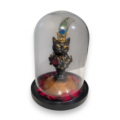 Décor Chat steampunk dans un globe en verre