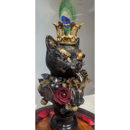 Décor Chat steampunk dans un globe en verre