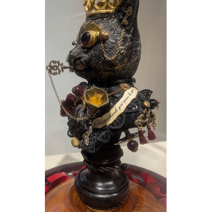 Décor Chat steampunk dans un globe en verre