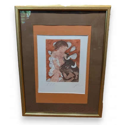 Lithographie \"Europe et le taureau\" signée ERNI