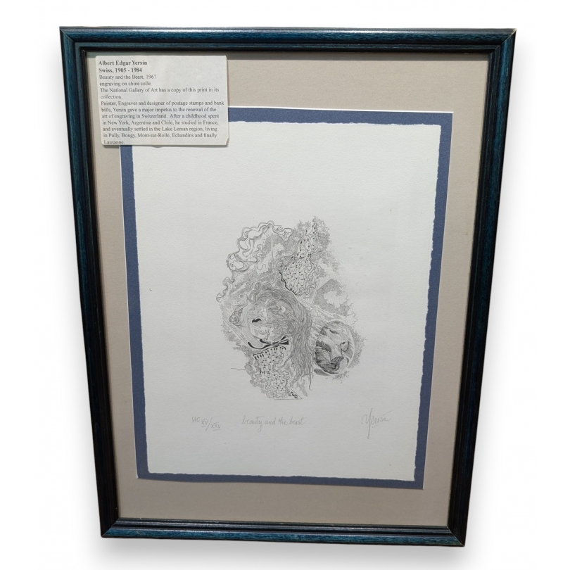 Lithographie "Beauty and the beast" signé YERSIN