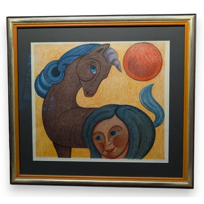 Lithograph entitled "Enhjørningen", signed HEERUP