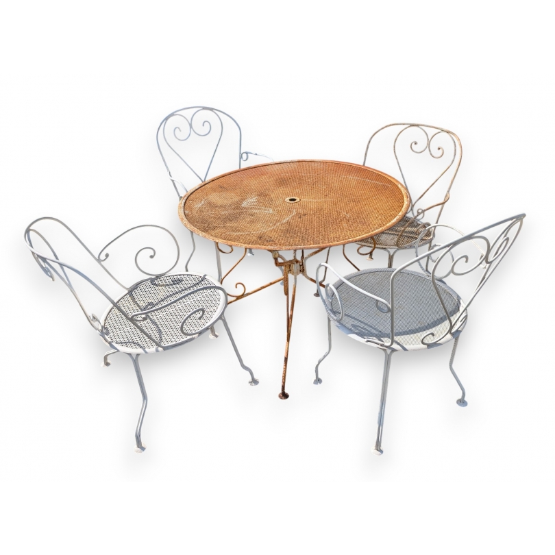 Ensemble de jardin en fer forgé blanc