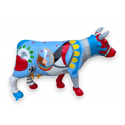Vache en résine motif \"Picasso\"