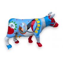Vache en résine motif "Picasso"