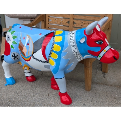 Vache en résine motif "Picasso"