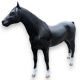 Cheval noir en résine avec crinière et queue