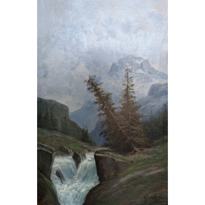 Tableau \"Montagnes\" signé GODCHAUX