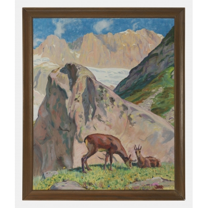 Tableau \"Chamois\" signé WIDMER 1916