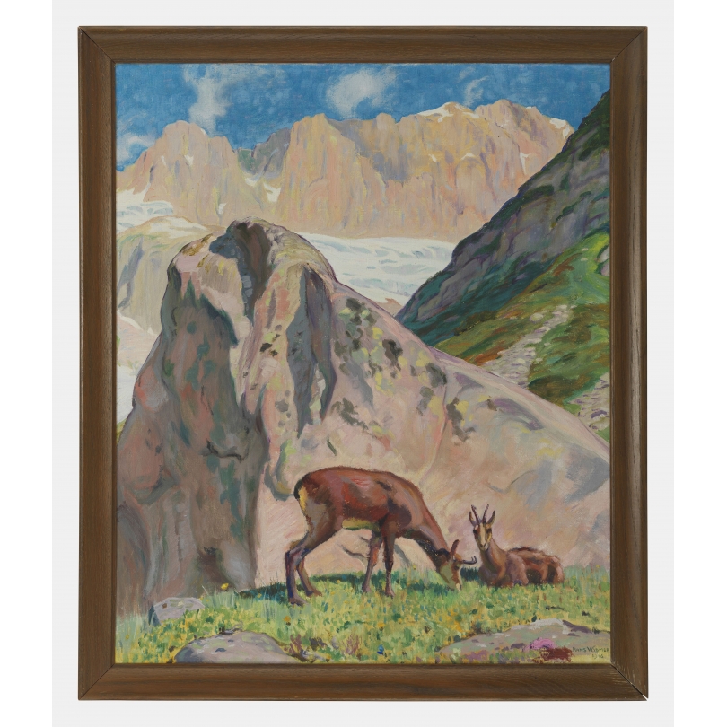 Tableau \"Chamois\" signé WIDMER 1916