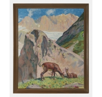 Tableau "Chamois" signé WIDMER 1916