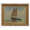 Tableau "Au large sur le lac" signé BAUDIT 1927