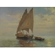 Tableau "Au large sur le lac" signé BAUDIT 1927