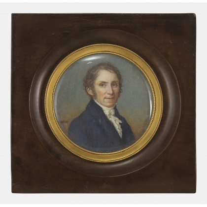 Miniature \"Homme en veste bleue\" signée I CARRERA