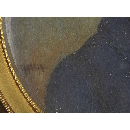 Miniature \"Homme en veste bleue\" signée I CARRERA