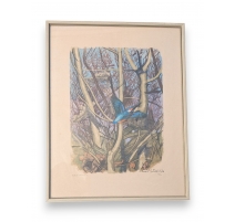 Gravure "Martin-pêcheur" signée Robert HAINARD