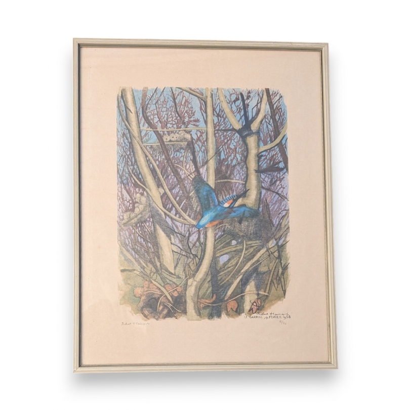 Gravure "Martin-pêcheur" signée Robert HAINARD