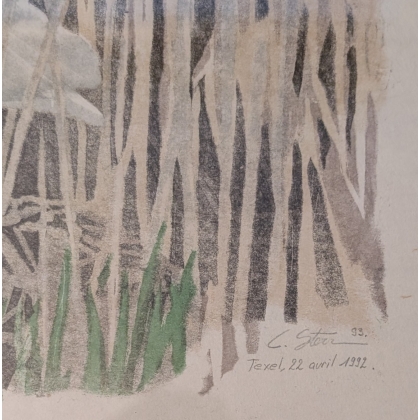Lithograph entitled ‘Nid de Spatules’, signed C. STERN 93
