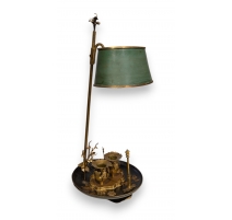 Lampe en bois laqué doré et bronze