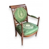 Fauteuil Directoire soie verte à médaillon