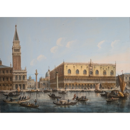 Gravure aquarellée Palazzo Ducale