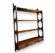 Etagère à 4 rayons et 3 tiroirs, en acajou