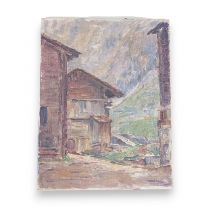 Huile sur toile \"Blatten, Valais\"