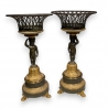 Paire de jardinières de table en bronze aux Puttos
