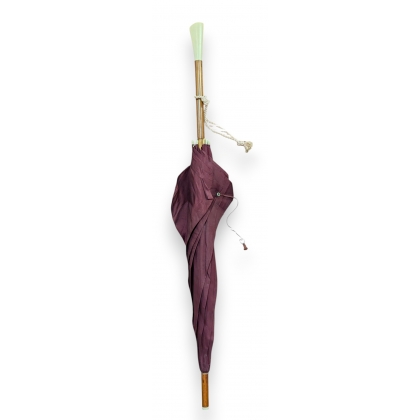 Bordeaux-coloured fabric parasol, ivory handle