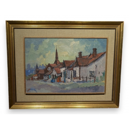 Tableau \"Village\" signé HOEFSLOOT