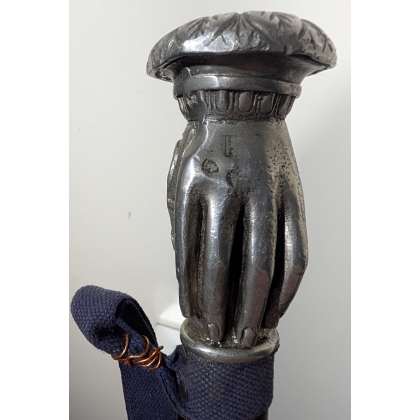 Pewter walking stick with a knob at the top