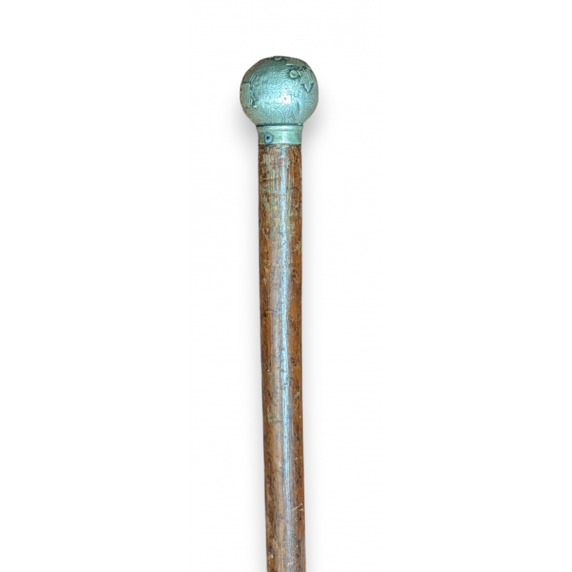 Canne pommeau boule en métal argenté