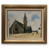 Tableau \"Eglise Bretone\" signé BORGEAUD