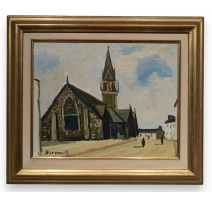Tableau "Eglise Bretone" signé BORGEAUD