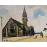 Tableau \"Eglise Bretone\" signé BORGEAUD